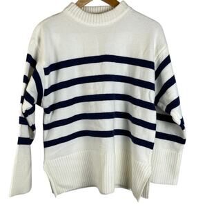 Nautical Striped‎ Crewneck Boxed Cozy Stretchy Banded Sweater Size Medium